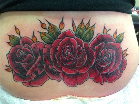 lower back rose tattoos